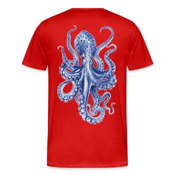 Oktopus - Männer Premium Bio T-Shirt - Rot - Hinten - Damien (186cm)