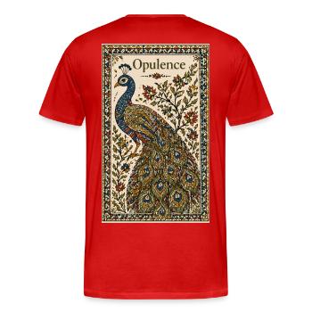 Pfau der Opulenz – Ornamentkunst - Männer Premium Bio T-Shirt - Rot - Hinten - Damien (186cm)