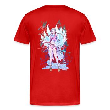 Gumiho - Renard coréen à neuf queues - T-shirt bio Premium Homme - rouge - Dos - Damien (186cm)