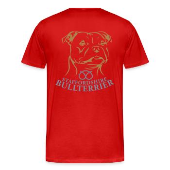 Staffordshire Bullterrier - Männer Premium Bio T-Shirt - Rot - Hinten - Damien (186cm)
