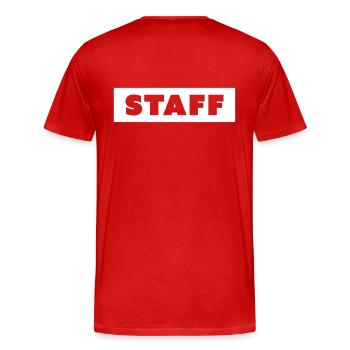 STAFF - Männer Premium Bio T-Shirt - Rot - Hinten - Damien (186cm)