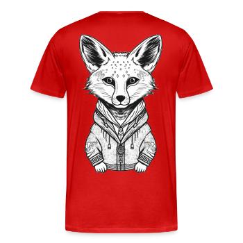 Fox with streetwear design - Men's Premium Organic T-Shirt - red - Back - Damien (186cm)