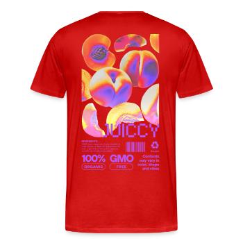 Déclaration pêche juteuse - T-shirt bio Premium Homme - rouge - Dos - Damien (186cm)