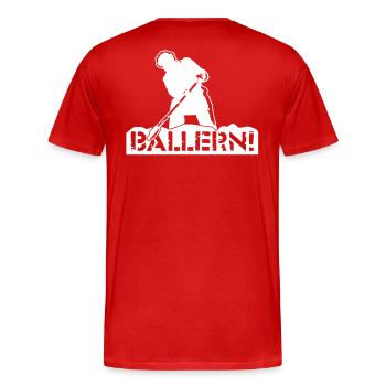 putzer - Männer Premium Bio T-Shirt - Rot - Hinten - Damien (186cm)