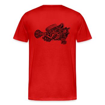 Petit poisson grenouille mignon - T-shirt bio Premium Homme - rouge - Dos - Damien (186cm)