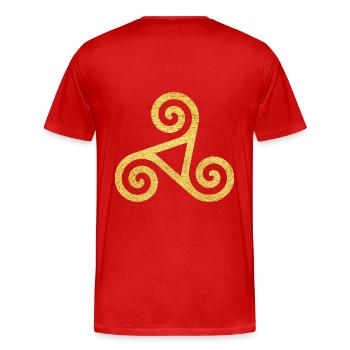 Triskelel Symbole Celtique Triskelion Protection - T-shirt bio Premium Homme - rouge - Dos - Damien (186cm)