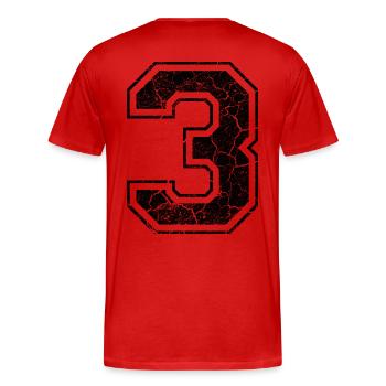 3 three drei black schwarz (uk) - Men's Premium Organic T-Shirt - red - Back - Damien (186cm)