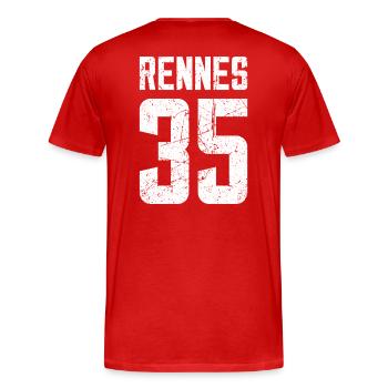 Rennes 35 Frankreich Kennzeichen - Männer Premium Bio T-Shirt - Rot - Hinten - Damien (186cm)