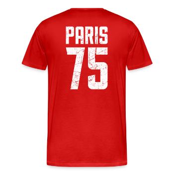 Paris 75 Frankreich Kennzeichen - Männer Premium Bio T-Shirt - Rot - Hinten - Damien (186cm)