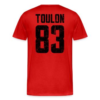 Toulon 83 Frankreich Kennzeichen - Männer Premium Bio T-Shirt - Rot - Hinten - Damien (186cm)