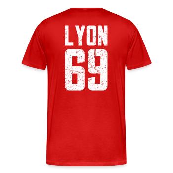 Lyon 69 Frankreich Kennzeichen - Männer Premium Bio T-Shirt - Rot - Hinten - Damien (186cm)