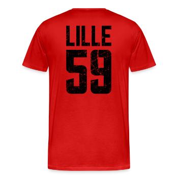 Lille 59 Frankreich Kennzeichen - Männer Premium Bio T-Shirt - Rot - Hinten - Damien (186cm)