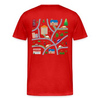 Play Rug Play Mat Road Map Massage - Men's Premium Organic T-Shirt - red - Back - Damien (186cm)