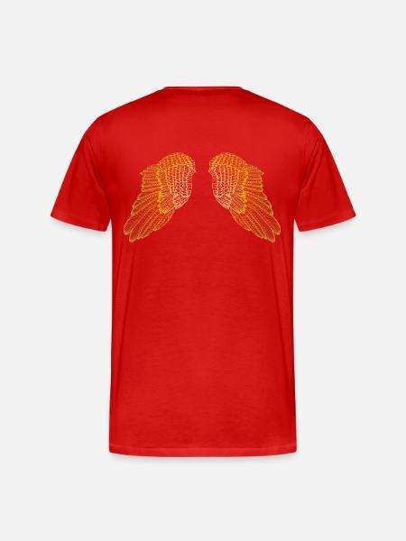 Hovering Golden Feather Angel Wings - Men's Premium Organic T-Shirt - red