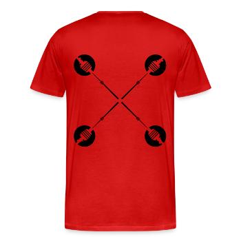 Fernsehturm#17 - Männer Premium Bio T-Shirt - Rot - Hinten - Damien (186cm)
