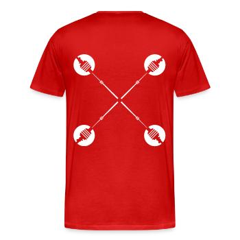 Fernsehturm#18 - Männer Premium Bio T-Shirt - Rot - Hinten - Damien (186cm)