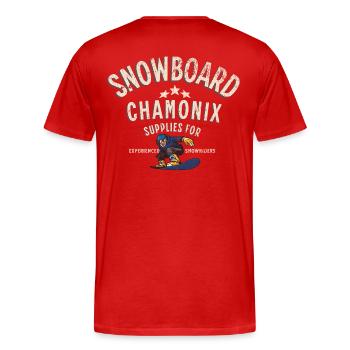 Chamonix snowboarding - T-shirt bio Premium Homme - rouge - Dos - Damien (186cm)