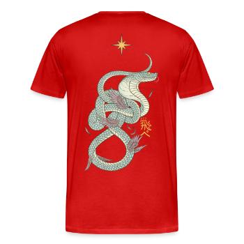 Fly I - Männer Premium Bio T-Shirt - Rot - Hinten - Damien (186cm)