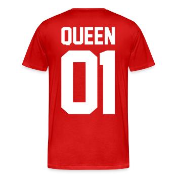 QUEEN - Männer Premium Bio T-Shirt - Rot - Hinten - Damien (186cm)