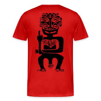 tahiti tiki fiu design - Männer Premium Bio T-Shirt - Rot - Hinten - Damien (186cm)