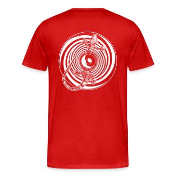 Gecko Tekno haut-parleur arrière 23 - T-shirt bio Premium Homme - rouge - Dos - Damien (186cm)