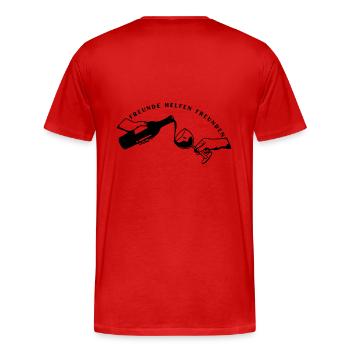 Freunde helfen Freunden - Männer Premium Bio T-Shirt - Rot - Hinten - Damien (186cm)