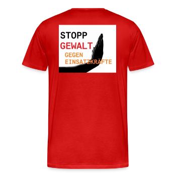 Stopp Gewalt gegen Einsatzkräfte - Männer Premium Bio T-Shirt - Rot - Hinten - Damien (186cm)
