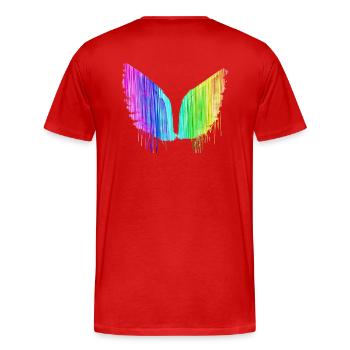 Angelwings,Ailes,Aquarelle,Ailes d’Ange,Coloré,LGBT - T-shirt bio Premium Homme - rouge - Dos - Damien (186cm)