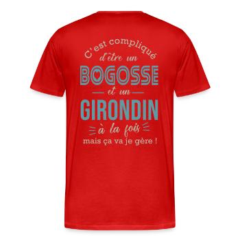 Girondin cadeau humour homme Girondin bordelais - T-shirt bio Premium Homme - rouge - Dos - Damien (186cm)