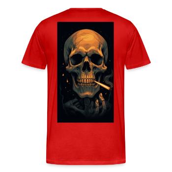 Fumer jusqu’à ma mort - T-shirt bio Premium Homme - rouge - Dos - Damien (186cm)