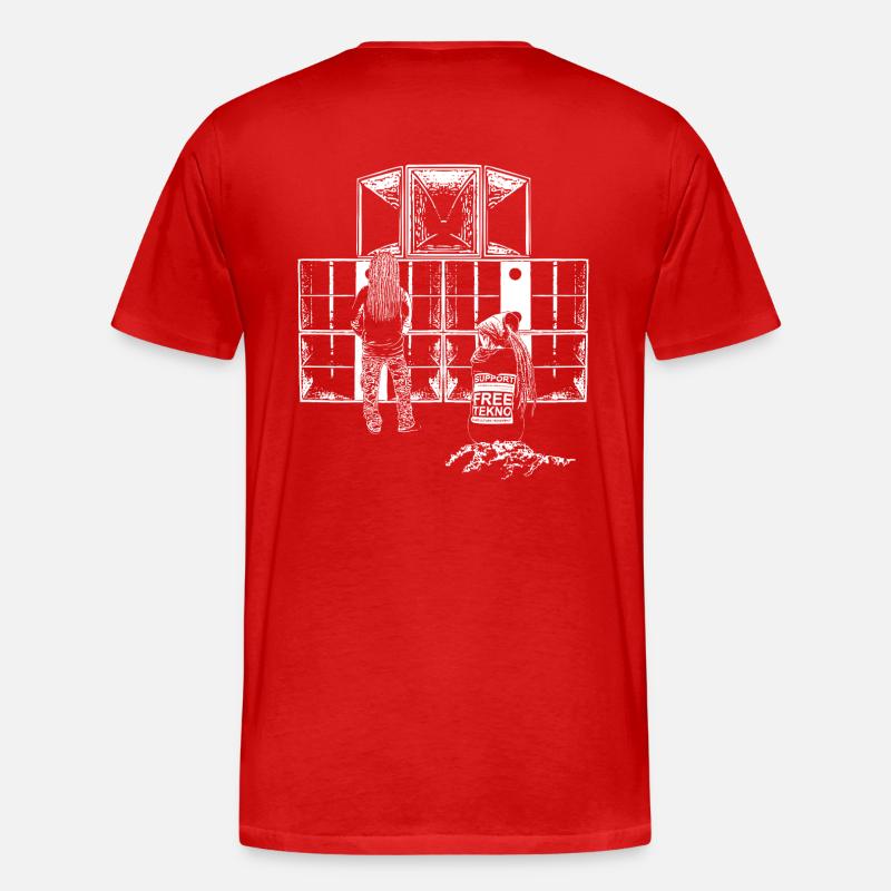 Support Free Tekno Soundsystem - Männer Premium Bio T-Shirt - Rot