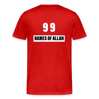99 Names of Allah - Men's Premium Organic T-Shirt - red - Back - Damien (186cm)