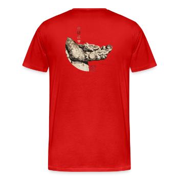 Chinese Dragon in Himmelstempel_Chi 1420 - Men's Premium Organic T-Shirt - red - Back - Damien (186cm)