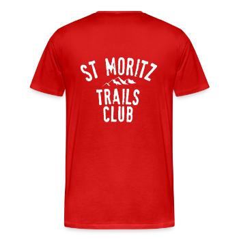 St Moritz trails club - T-shirt bio Premium Homme - rouge - Dos - Damien (186cm)