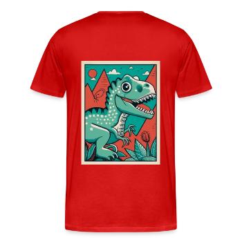Poster t-rex vintage - T-shirt bio Premium Homme - rouge - Dos - Damien (186cm)