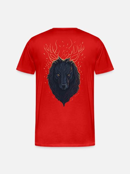 Mystischer Wolf mit Geweih - Männer Premium Bio T-Shirt - Rot