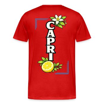 Capri Lemon Blossom Mediterranean Summer Love - Men's Premium Organic T-Shirt - red - Back - Damien (186cm)
