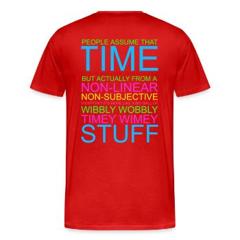 Timey Wimey Wibbly Wobbly - Männer Premium Bio T-Shirt - Rot - Hinten - Damien (186cm)