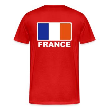 France drapeau tricolore - T-shirt bio Premium Homme - rouge - Dos - Damien (186cm)