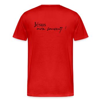 Jésus mon Sauveur ! - T-shirt bio Premium Homme - rouge - Dos - Damien (186cm)