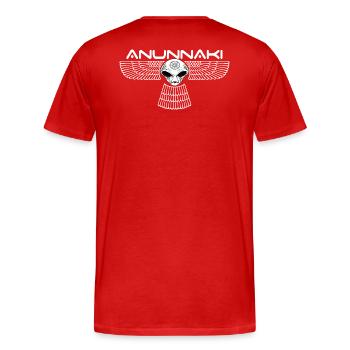 Die Anunnaki - Männer Premium Bio T-Shirt - Rot - Hinten - Damien (186cm)