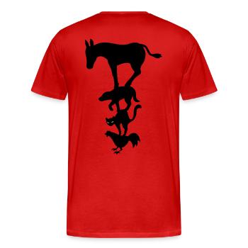 Bremer Stadtmusikanten - mal anders. - Männer Premium Bio T-Shirt - Rot - Hinten - Damien (186cm)