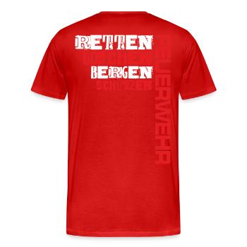 Feuerwehr - Retten Löschen Bergen Schützen - Männer Premium Bio T-Shirt - Rot - Hinten - Damien (186cm)