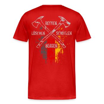 Retten Löschen Bergen Schützen - Männer Premium Bio T-Shirt - Rot - Hinten - Damien (186cm)