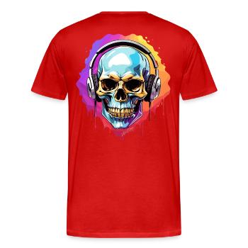 Headphones - Men's Premium Organic T-Shirt - red - Back - Damien (186cm)