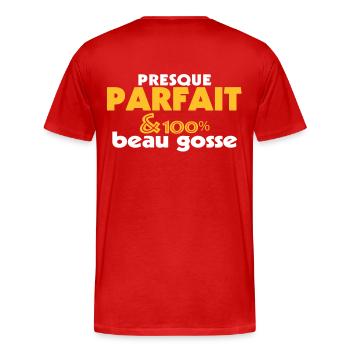 Almost Perfect - 100% BEAUTIFUL KID (2c) - Men's Premium Organic T-Shirt - red - Back - Damien (186cm)