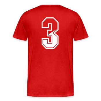 3 ans maillot numéro 3 T-shirt numéro 3 - T-shirt bio Premium Homme - rouge - Dos - Damien (186cm)
