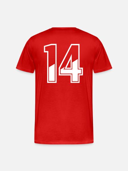 14 år tröjnummer 14 T-shirt nummer 14 - Organic T-shirt Ekologisk premium-T-shirt herr - röd