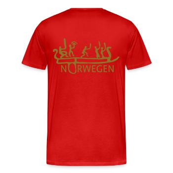 Norvège - T-shirt bio Premium Homme - rouge - Dos - Damien (186cm)