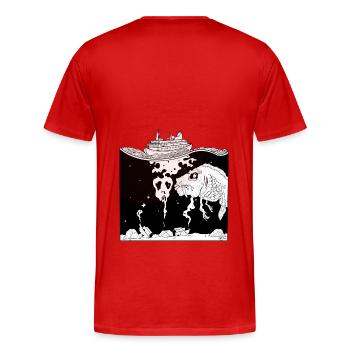 No Planet B - Männer Premium Bio T-Shirt - Rot - Hinten - Damien (186cm)